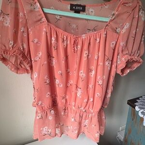 A. Byer Women's Pink Floral Top